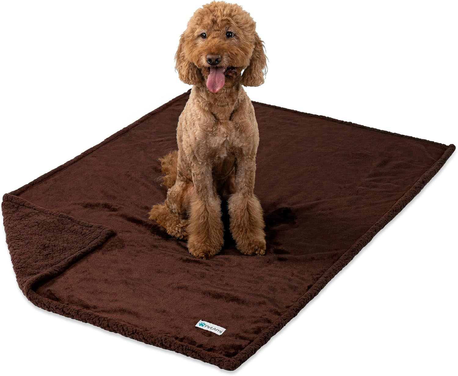 Waterproof Dog Blanket for Large Dog Cat Pet, 60X80, Brown Sherpa | 460 GSM Sherpa Fleece Reversible, Pee Proof, Furniture Protector Cover for Couch Sofa Bed Kennel, Washable, Extra Large