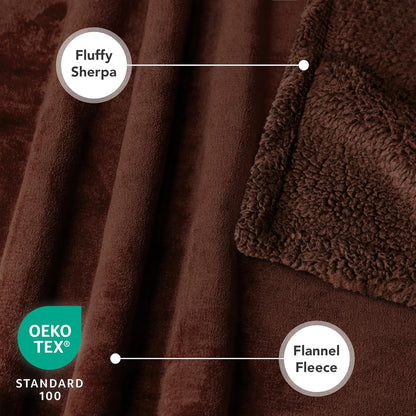 Waterproof Dog Blanket for Large Dog Cat Pet, 60X80, Brown Sherpa | 460 GSM Sherpa Fleece Reversible, Pee Proof, Furniture Protector Cover for Couch Sofa Bed Kennel, Washable, Extra Large