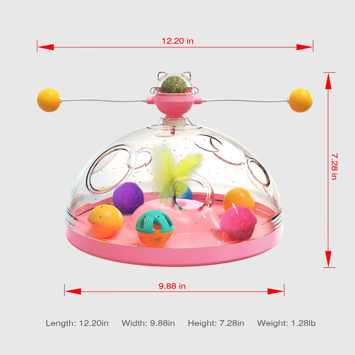Cat Puzzle Toys Indoor for Kitten Interactive Games Spinning Track Balls & Feather Teaser Toy Stimulation Brain Treasure Chest