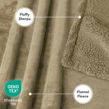 Waterproof Dog Blanket for Medium Large Dog Pet, 60X40, Taupe Sherpa | 460 GSM Sherpa Fleece Reversible, Pee Proof Cat Blanket, Furniture Protector Cover for Couch Bed Sofa Kennel, Washable, Large