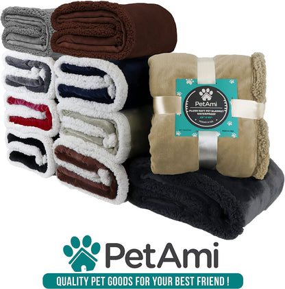 Waterproof Dog Blanket for Medium Large Dog Pet, 60X40 Brown Sherpa | 460 GSM Sherpa Fleece Reversible, Pee Proof Cat Blanket, Furniture Protector Cover for Couch Bed Sofa Kennel, Washable, Large