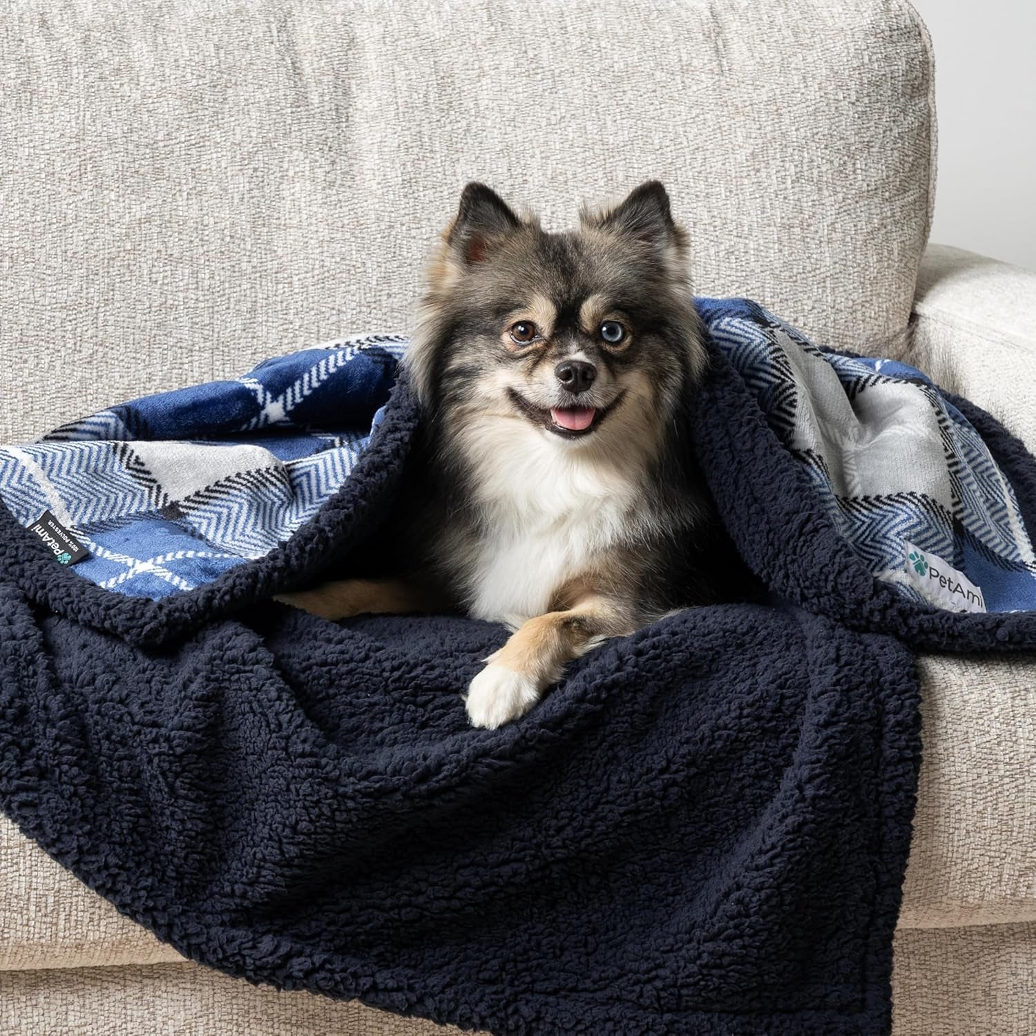 Waterproof Dog Blanket for Small Puppy Cat, 29X40, Plaid Light Grey